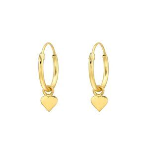 14K Gold Vermeil Hoops with Hanging Heart